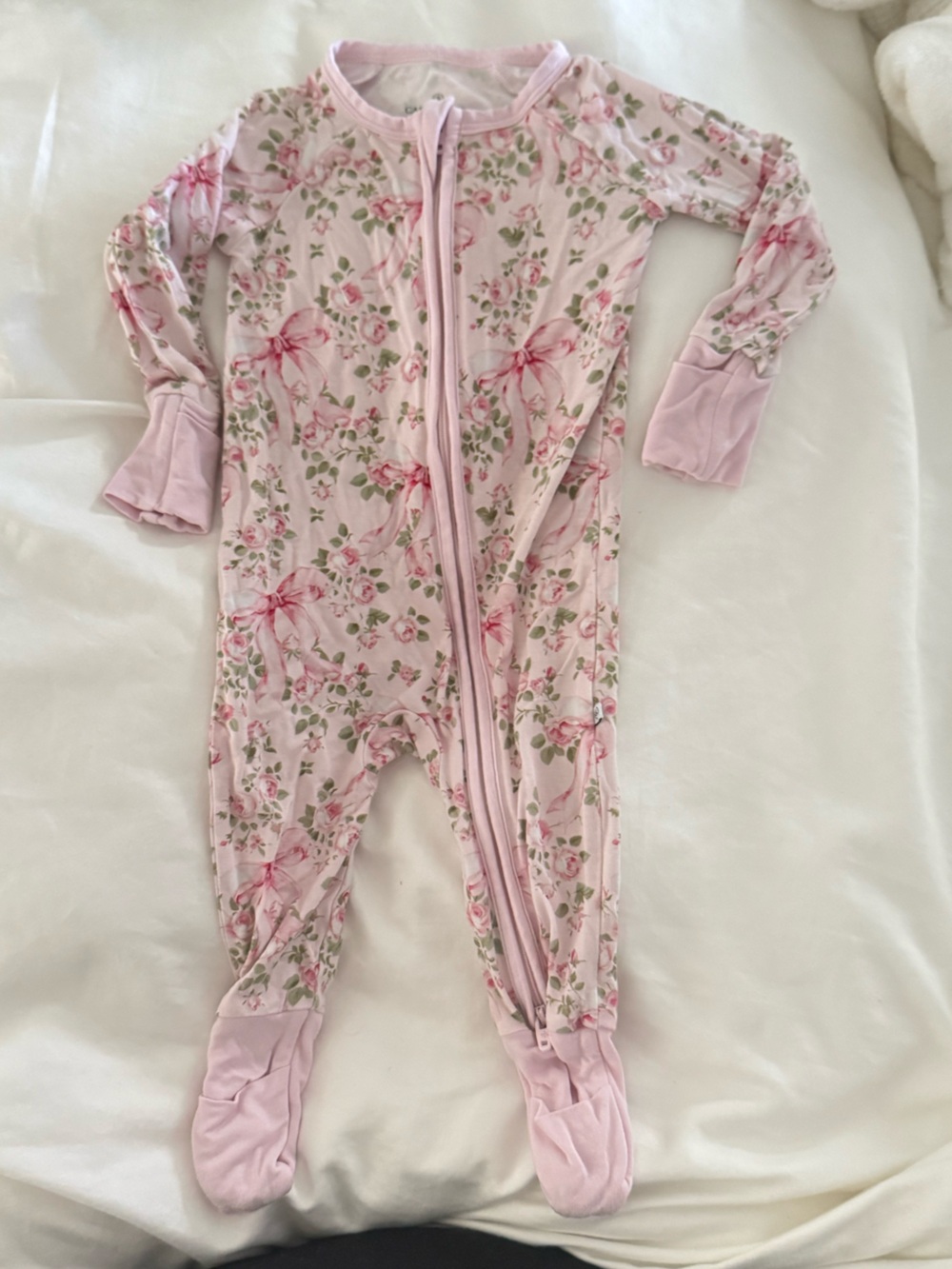 Caden Lane Pink Floral Zip One-Piece Footie